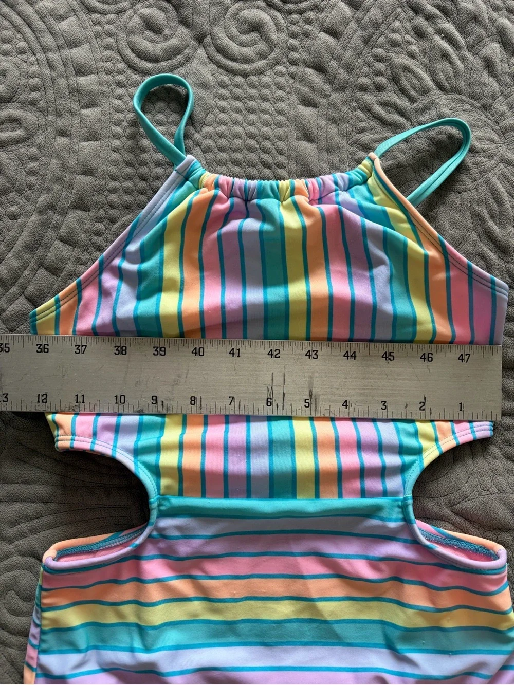 Cat & Jack Pastel Rainbow Stripe Cutout One-Piece Swimsuit